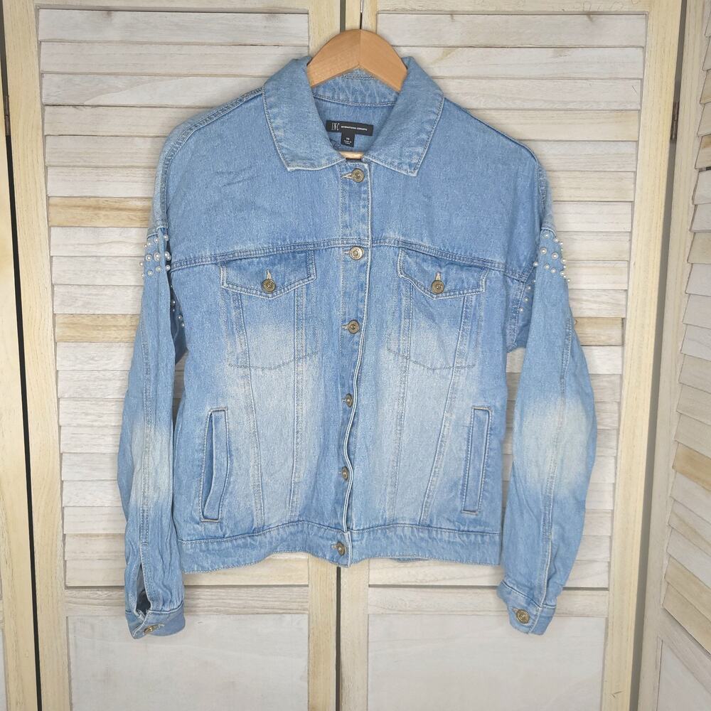 International Concepts Jean Jacket Beaded "Love Wins" Custom Womens XS Blue - Picture 10 of 11